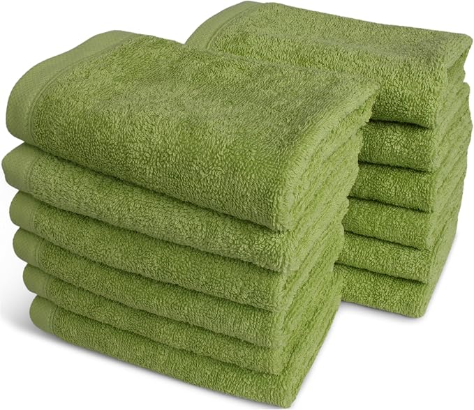 SALBAKOS 100% Turkish Cotton Washcloth Set of 12 13x13 inch | Heirloom Quality - Image 3