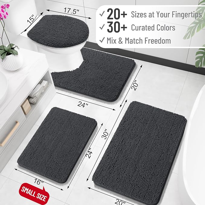 OLANLY Toilet Rugs U-Shaped 24x20, Extra Soft Absorbent Chenille Contour - Image 2