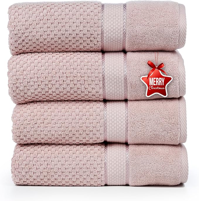 Ample Decor 100% Cotton Soft Pink Bath Towel by AmpleDecor