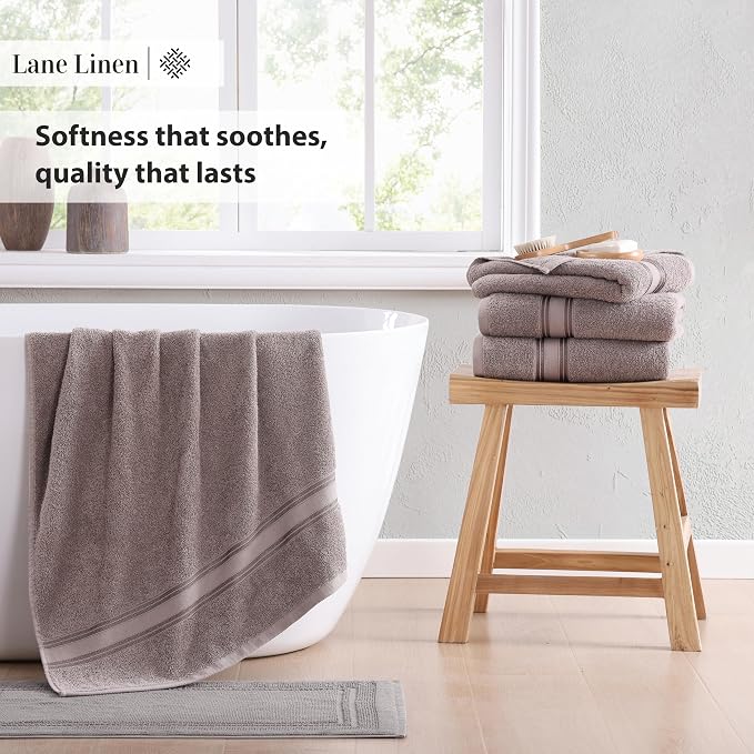 LANE LINEN 100% Cotton Bath Towels Set of 4 - Image 5