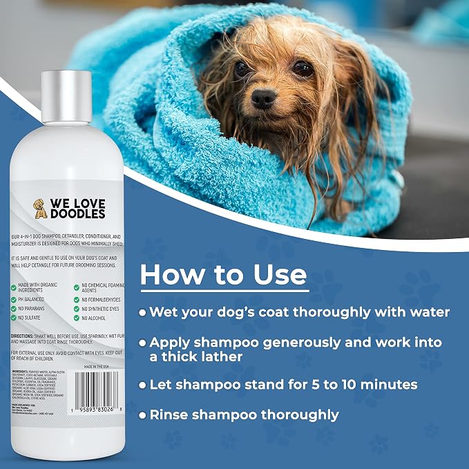 We Love Doodles 2 PACK Pet Rubber Bath Brush and Dog Shampoo - Image 8