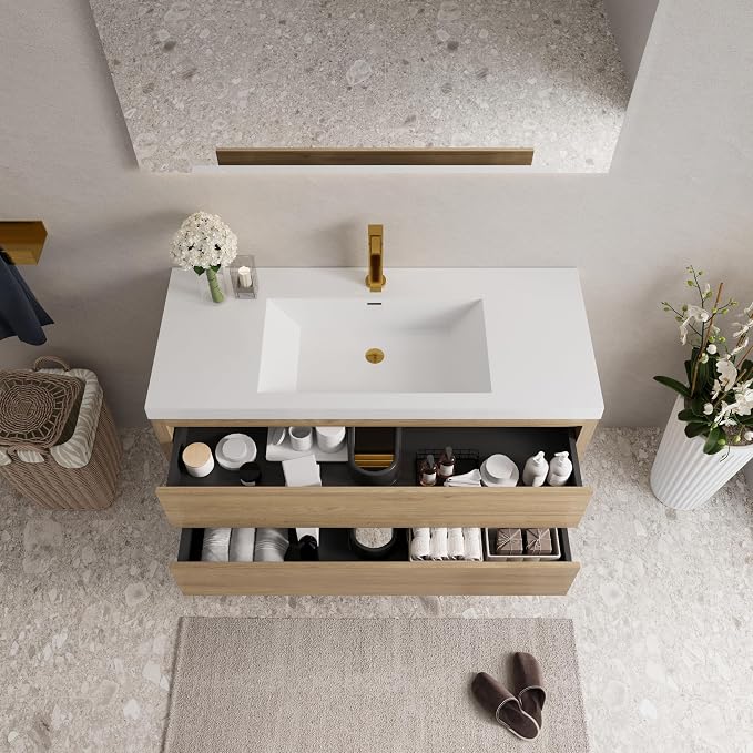 Modern 48" Wall-Mounted Bathroom Vanity - Image 5