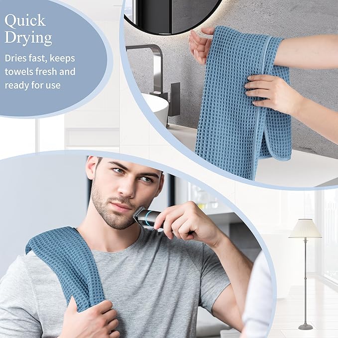 Microfiber Waffle Hand Towels, 4 Pieces, Fast Drying, Lint Free - Image 5