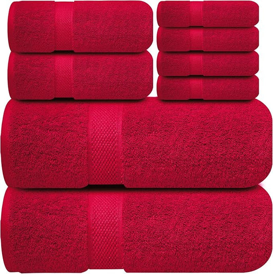 Infinitee Xclusives Luxury 100% Cotton Towel Set – 8 Piece Bathroom Towel Set – by InfiniteeXclusives