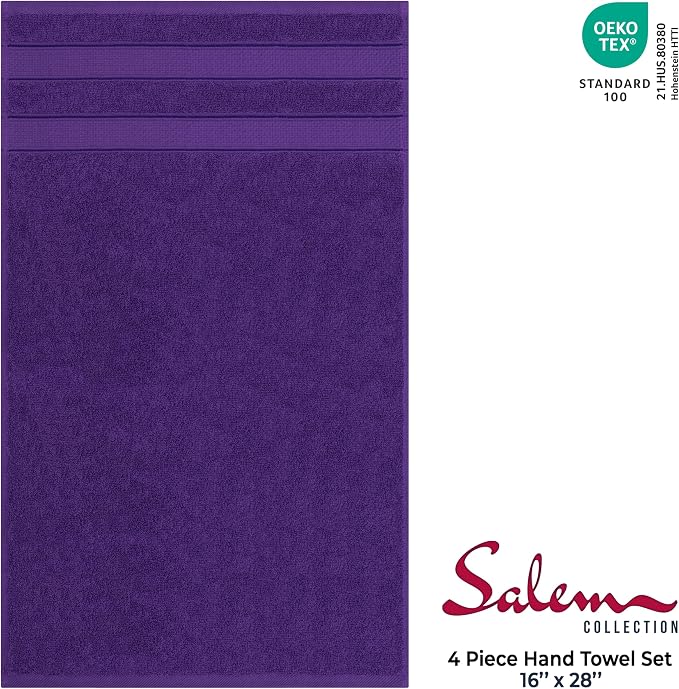 American Soft Linen Salem 100% Cotton Turkish 4 Piece Hand Towels - Image 4