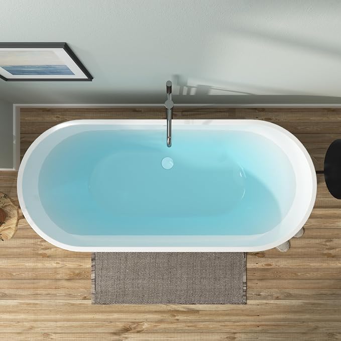 FerdY 67" Bali Acrylic Freestanding Bathtub, Gracefully Shaped Freestanding - Image 5