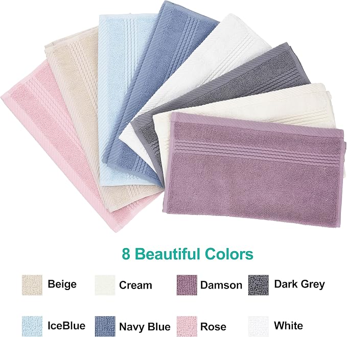EastNBlue Lara 100% Turkish Cotton Washcloths 4 Pack, Extra Soft & Absorbent - Image 5