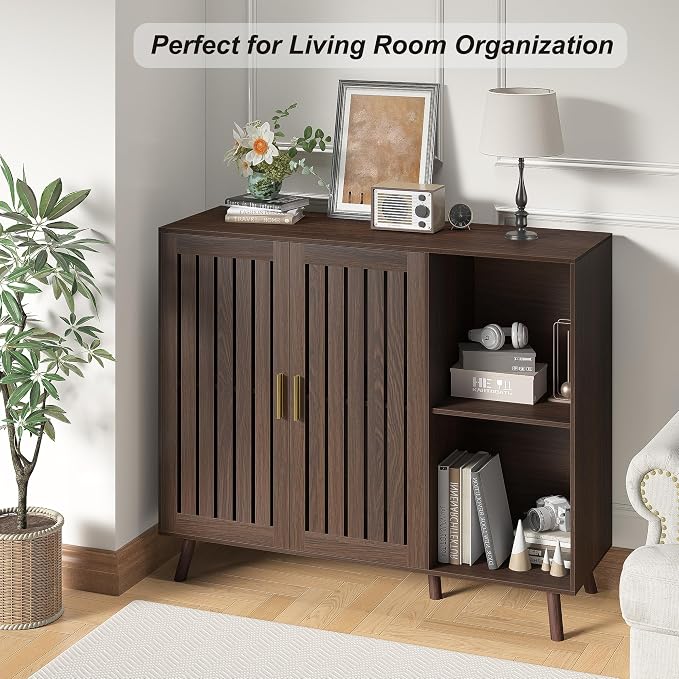 Sideboard Storage Cabinet, 47.2" W Farmhouse Buffet Cabinet - Image 3