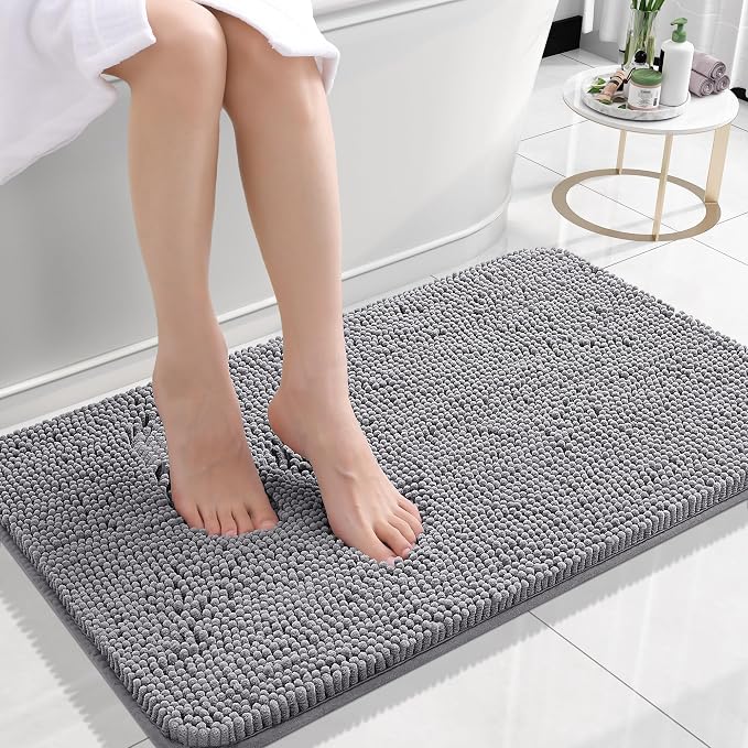 OLANLY Bathroom Rugs 30x18, Extra Soft Absorbent Chenille Bath Rugs, Rubber by OLANLY