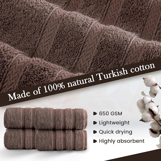 HALLEY Turkish 4 Pack Premium Hand Towels 650 GSM Highly Absorbent Super Soft - Image 5
