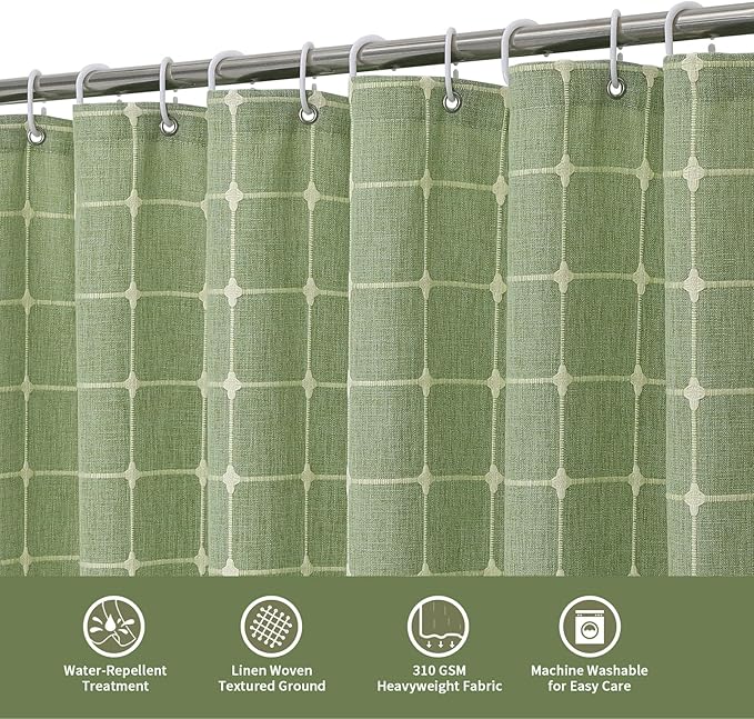 MitoVilla Sage Green Boho Extra Long Shower Curtain 72 x 84, Modern Farmhouse - Image 3
