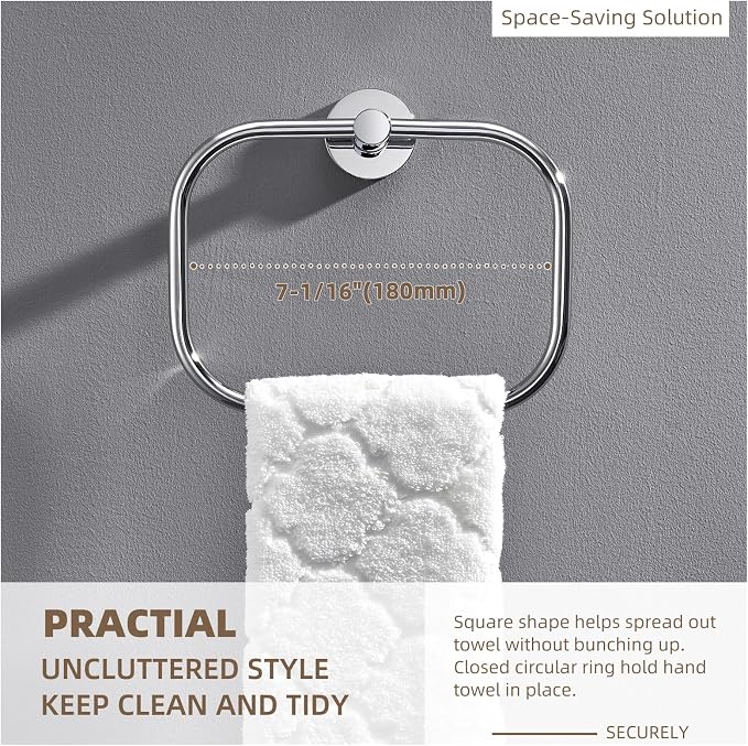 Angle Simple Swivel Towel Ring Chrome, Stainless Steel Hand Towel Rack - Image 6