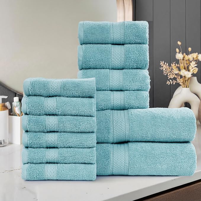 HILLFAIR 12-Piece Cotton Bath Towel Set - Image 7