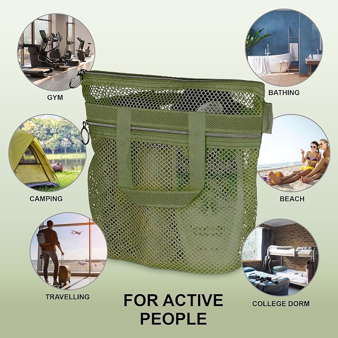 Mesh Shower Bag 10.2x9.9'' Quick-Dry Caddy - Image 4