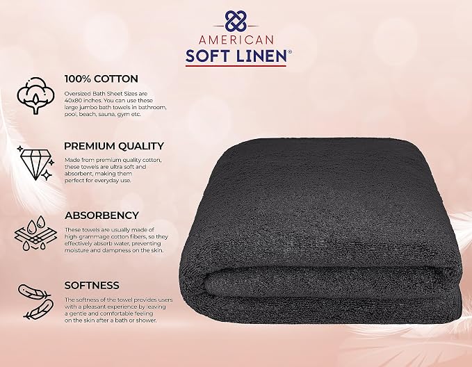 American Soft Linen Oversized Bath Sheet 40x80 Extra Large - Image 4