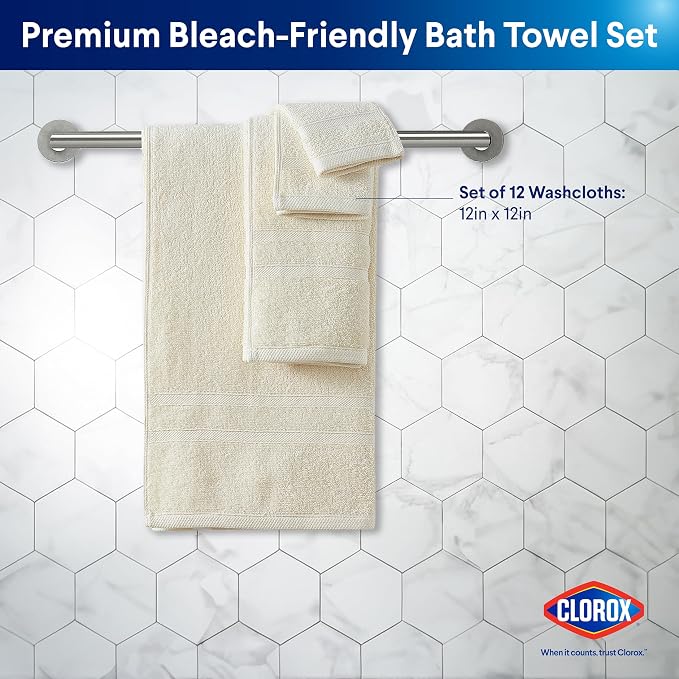 CLOROX Bleach Friendly, Quick Dry, 100% Cotton Washcloths, Highly Absorbent - Image 2