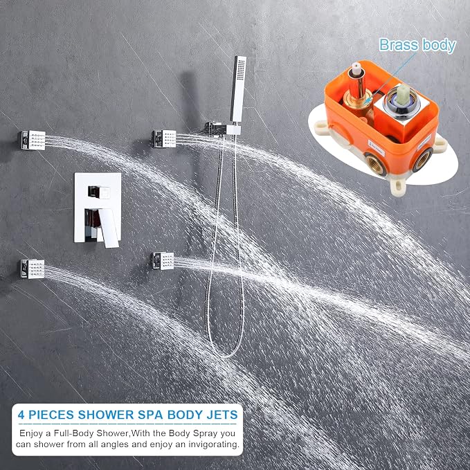 Enga Shower Body Jet System 12 Inch Ceiling Mounted Rainfall Shower Head - Image 8