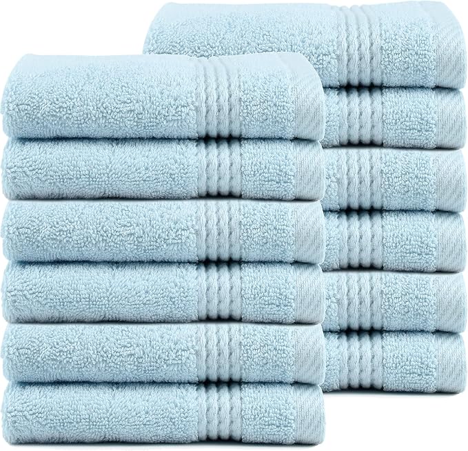 EastNBlue Lara 100% Turkish Cotton Washcloths 12 Pack, Extra Soft & Absorbent by EastNBlue