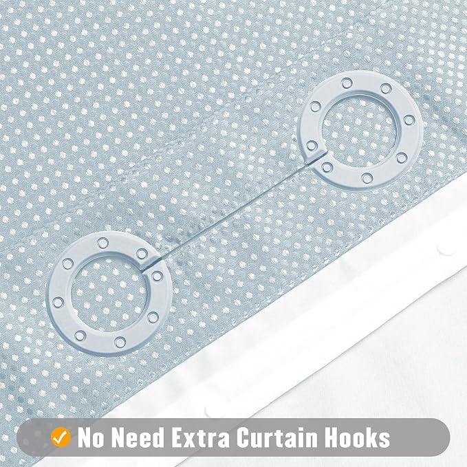 MitoVilla No Hooks Needed Extra Long Shower Curtain Liner Set - Image 3