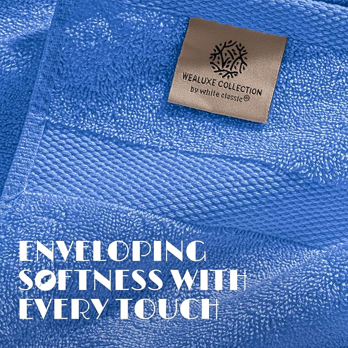 White Classic Light Blue Washcloths Set - Image 3