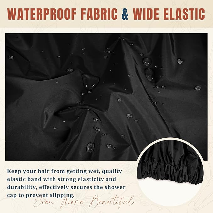 Reusable Shower Cap for Women, Stylish Large Waterproof Shower Bonnet Washable - Image 6