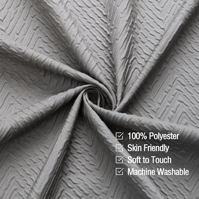 Gibelle Ombre Grey Shower Curtain, 3D Embossed Textured Herringbone Fabric - Image 4