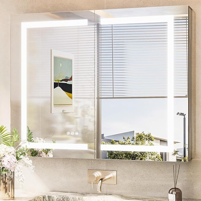 TokeShimi 40x32 Led Medicine Cabinet Mirror by RefinedBathroomAccessories