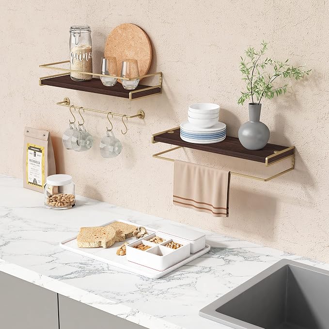 Floating Shelves Bathroom Shelves Over Toilet Set of 2, Bathroom Wall Shelves - Image 2