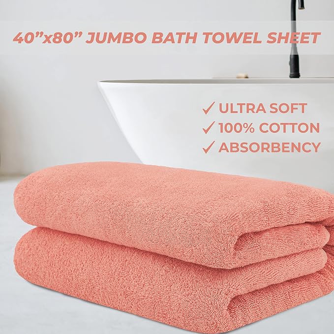 Cotton Paradise 100% Cotton 40x80 Oversized Bath Sheet, Extra Large Turkish - Image 2