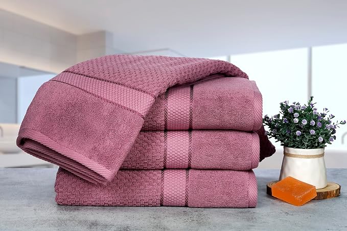 Ample Decor Bath Towels for Bathroom Set of 4 100% Cotton Popcorn Textured - Image 2