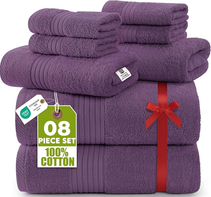 Utopia Towels 8 Piece Premium Towel Set, 2 Bath, 2 Hand, and 4 Washcloths by UTOPIATOWELS
