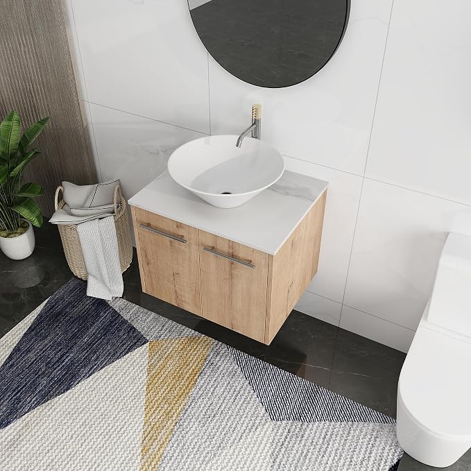 24 Inch Bathroom Vanity with Sink, Modern Wall Mount Floating Bathroom Vanity by ARTCHIRLY
