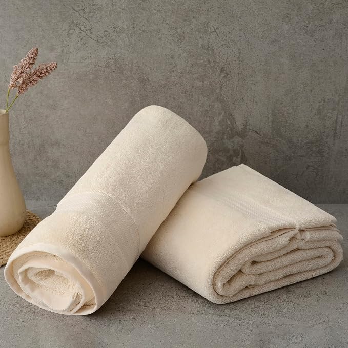 Fabdreams 100% Organic Cotton Bath Sheet Set of 2 700 GSM Oversized Towels - Image 2
