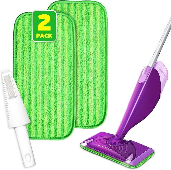 2 Pack Reusable Microfiber Mop Pads, Compatible by BEFANTY