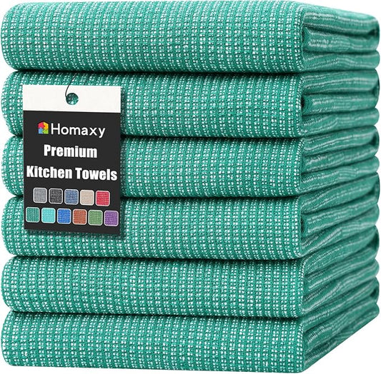 Homaxy Premium Kitchen Towels, Large Cotton Kitchen Hand Towels, Flat and Terry by Homaxy