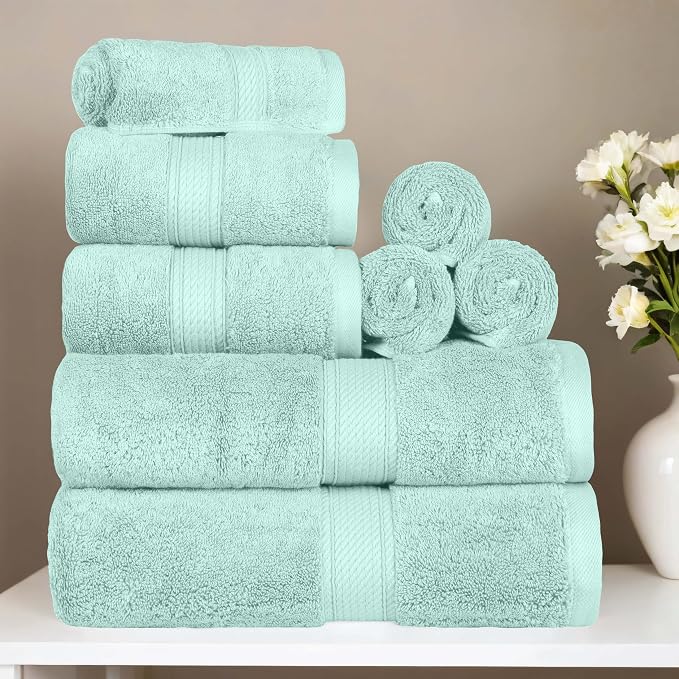 Superior Egyptian Cotton Pile 8 Piece Towel Set, Includes 2 Bath, 2 Hand - Image 2