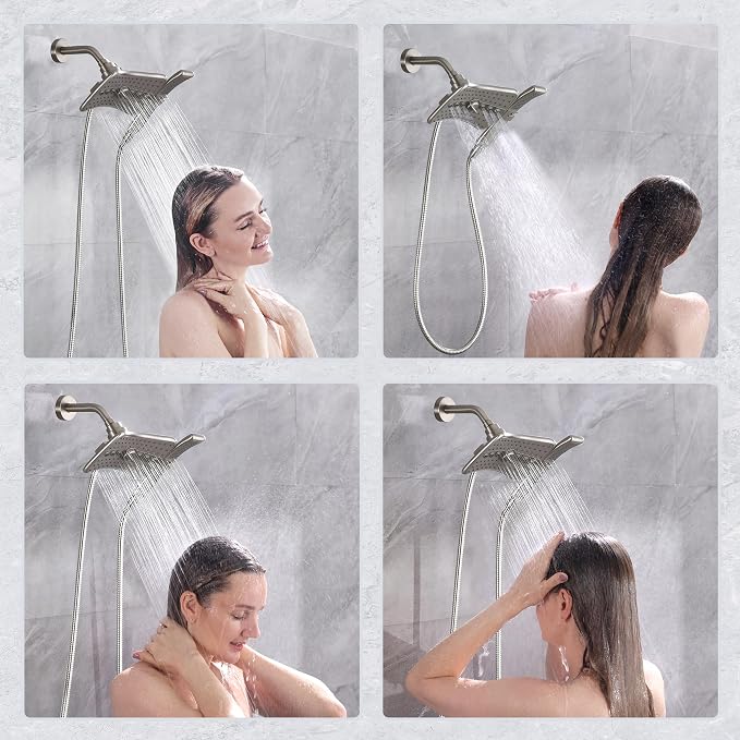 BRIGHT SHOWERS High Pressure Brushed Nickel Shower Heads Combo - Image 4