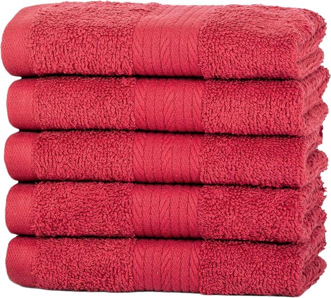 Ample Decor Washcloths Pack of 5 12 X 12 Inch 100% Cotton 600 GSM, Soft - Image 4