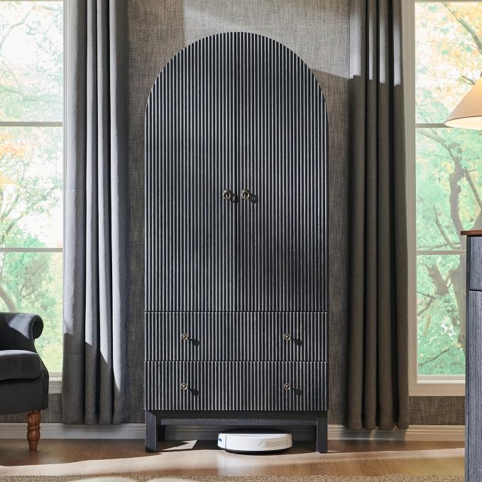 71" Tall Arched Bathroom Storage Cabinet, Modern Fluted Cabinet Storage - Image 4