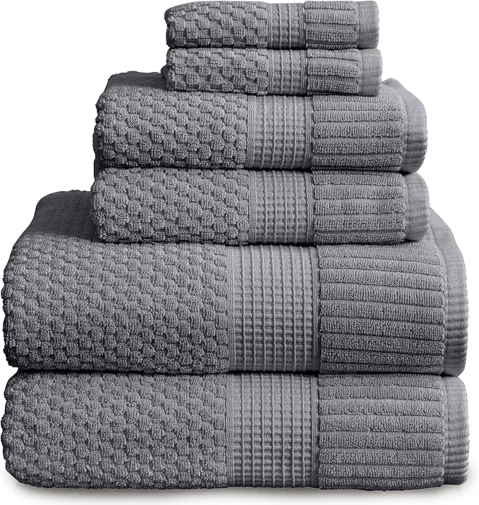 NY Loft 100% Cotton Towel Set 6 Piece | Super Soft & Absorbent Quick-Dry 2 Bath by NYLoft