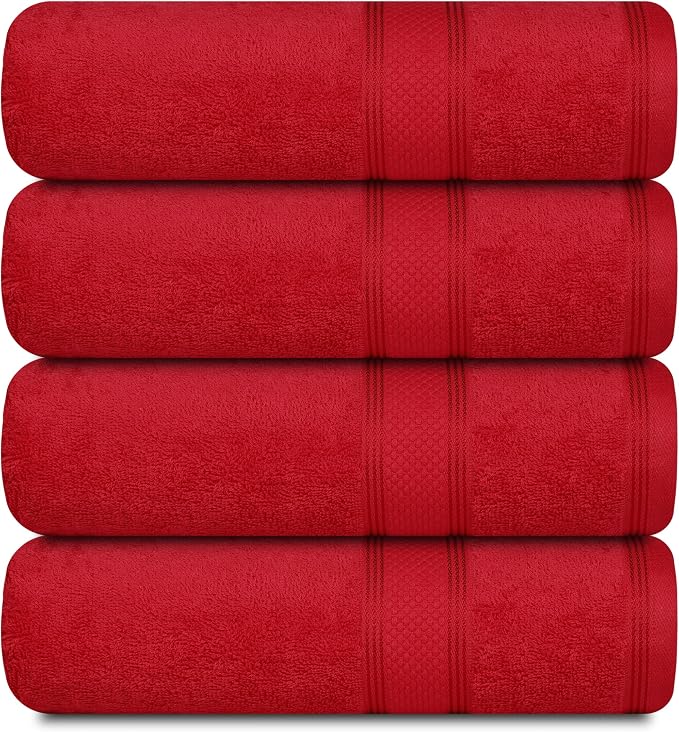 Casa Lino Red Bath Towels Set of 4 by CASALINO