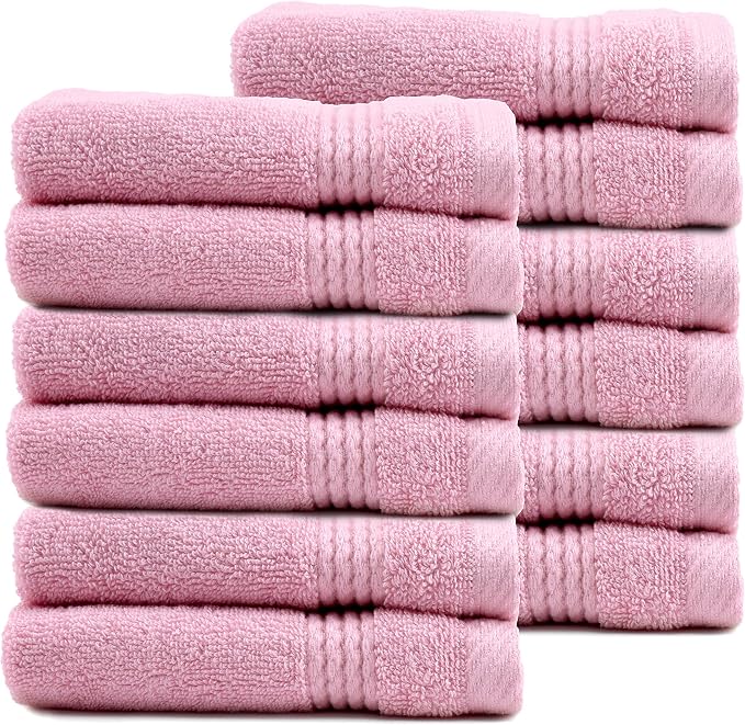 EastNBlue Lara 100% Turkish Cotton Washcloths 12 Pack, Extra Soft & Absorbent by EastNBlue