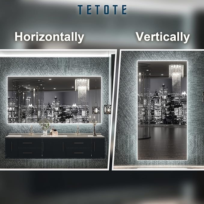 TETOTE 48 x 24 Inch LED Backlit Mirror Bathroom - Image 7
