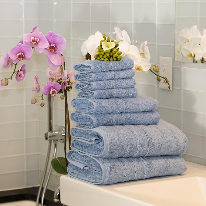 Mosobam Luxury Turkish 12pc Towel Set 30X58 16X30 13X13 Allure Blue 700 GSM - Image 2