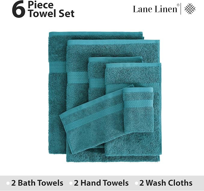 LANE LINEN 100% Cotton 6 Piece Bath Towel Set - Image 4