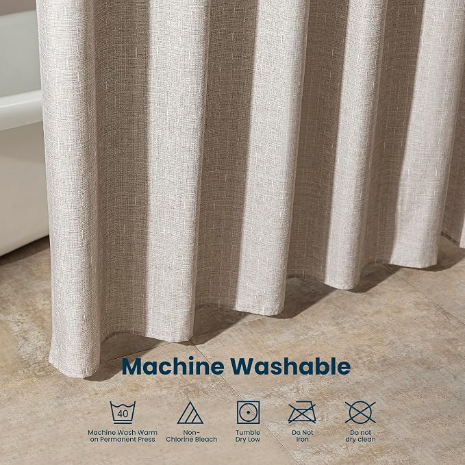 SLEEP ZONE Beige Shower Curtain Waterproof Curtains - Image 7
