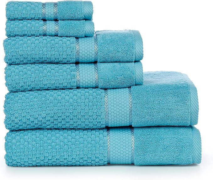 Ample Decor Towels for Bathroom, 6 Pieces Gift Set, 100% Cotton Soft Quick Dry - Image 6