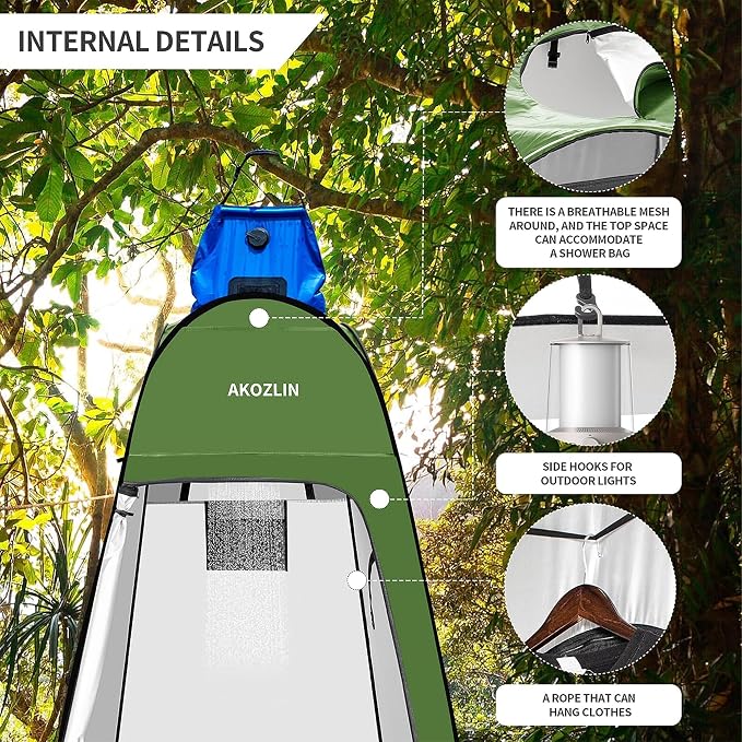 AKOZLIN Portable Pop Up Shower Tent Instant Privacy Dressing Changing Tent - Image 4