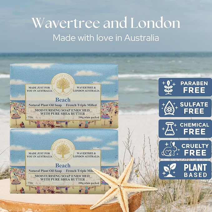 Wavertree & London Beach Scented Natural Soap, 7oz Moisturizing French Triple - Image 2