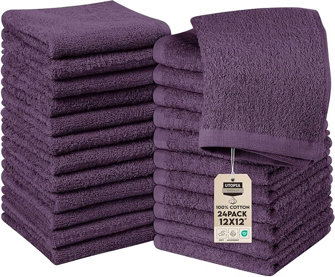 Utopia Towels 24 Pack Cotton Washcloths Set, 100% Ring Spun Cotton, Highly by UTOPIATOWELS